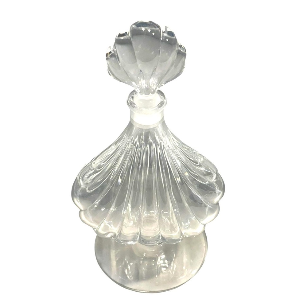 Vintage Baccarat Crystal Primevère Shell Perfume Bottle France -7" Tall‎ Signed